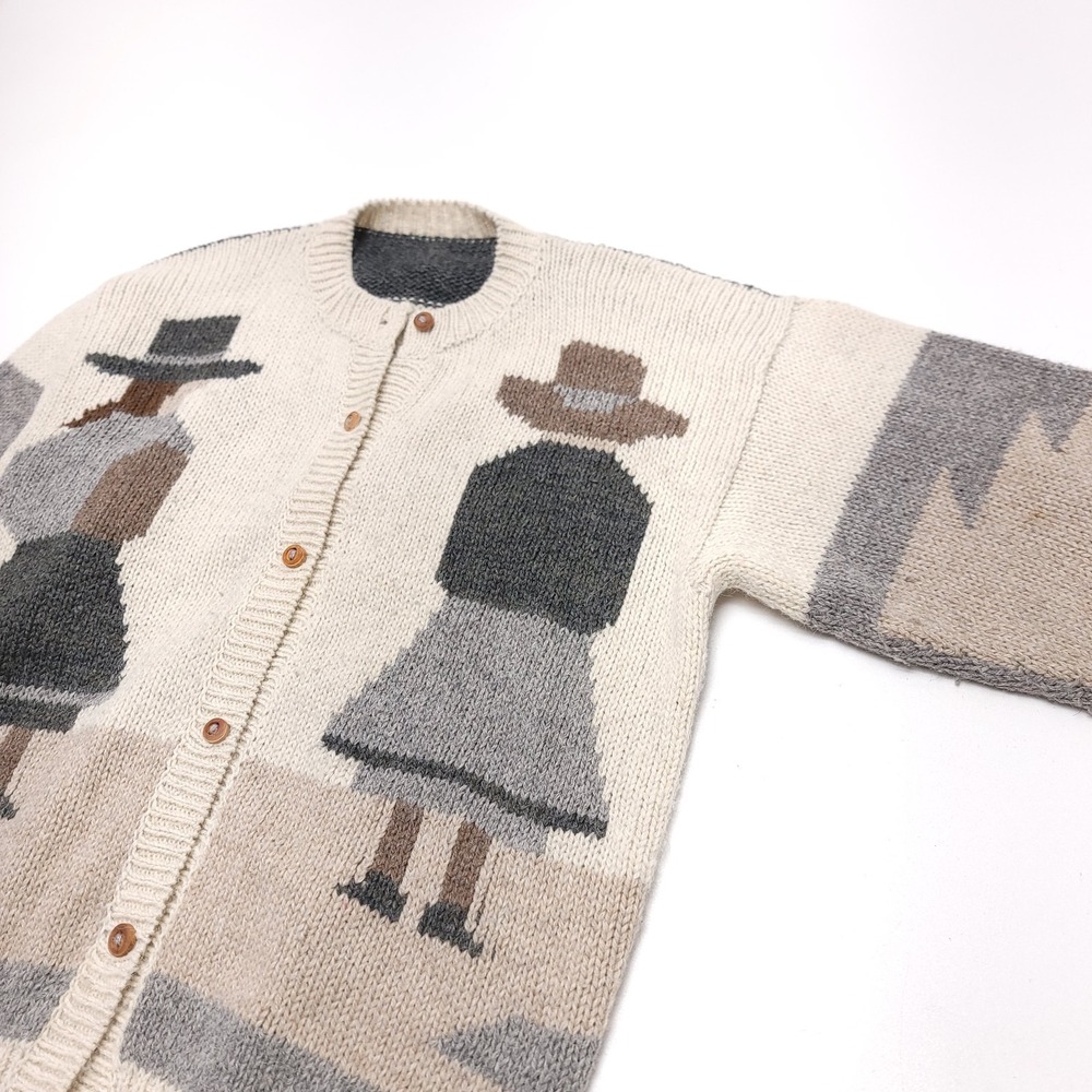 Vintage Alpaca Wool Cardigan Hand Made Knit Peru‎ Connection Womens - Picture 4 of 7